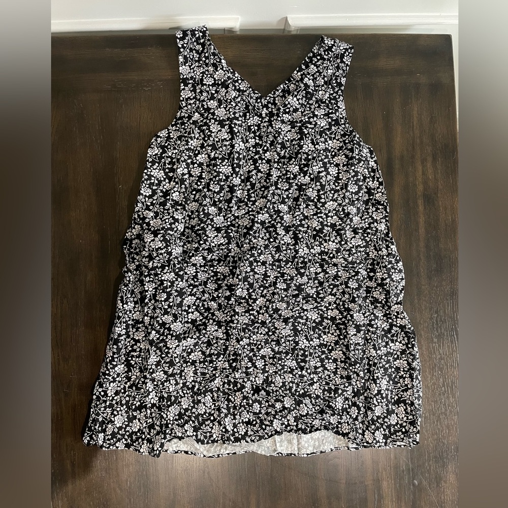 LOFT Black and White Floral Dress